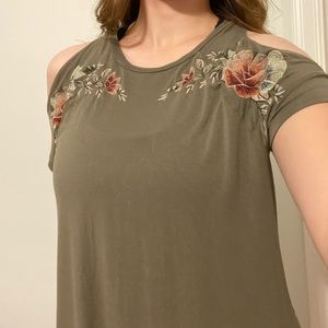 Olive Green Shoulder Showing Top